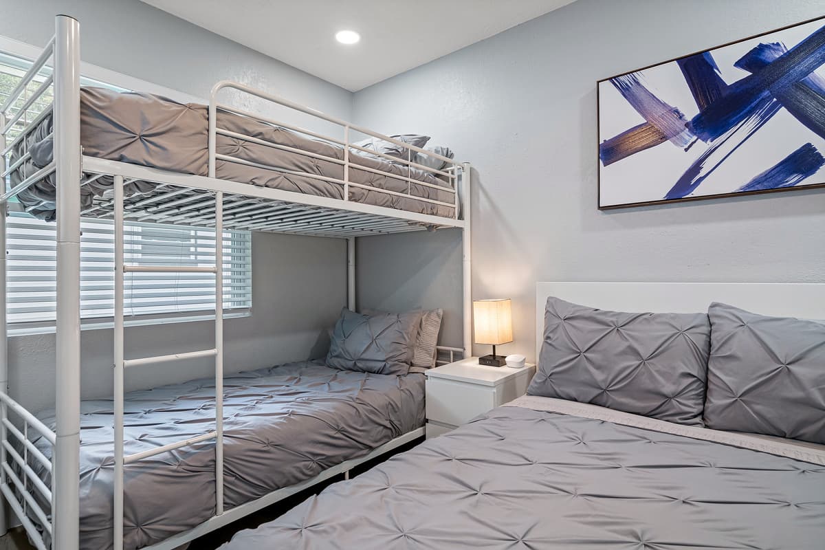 Friends are joining you for vacation? This amazing room is great for them! It has queen sized bed, single bunkbed, smart TV and drawers for storage, great for sharing! Book now!