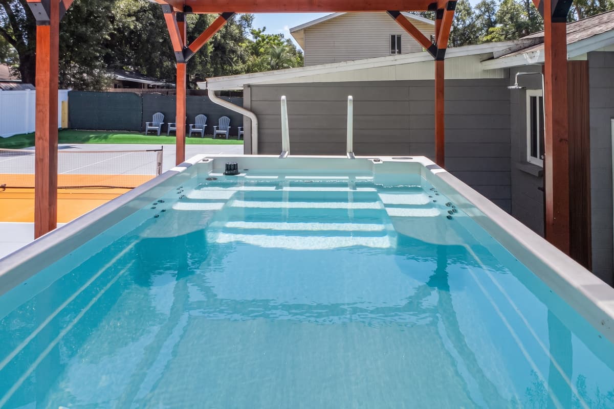 Experience your own private oasis with a swim spa designed for relaxing, exercising, or cooling off under the Florida sun.