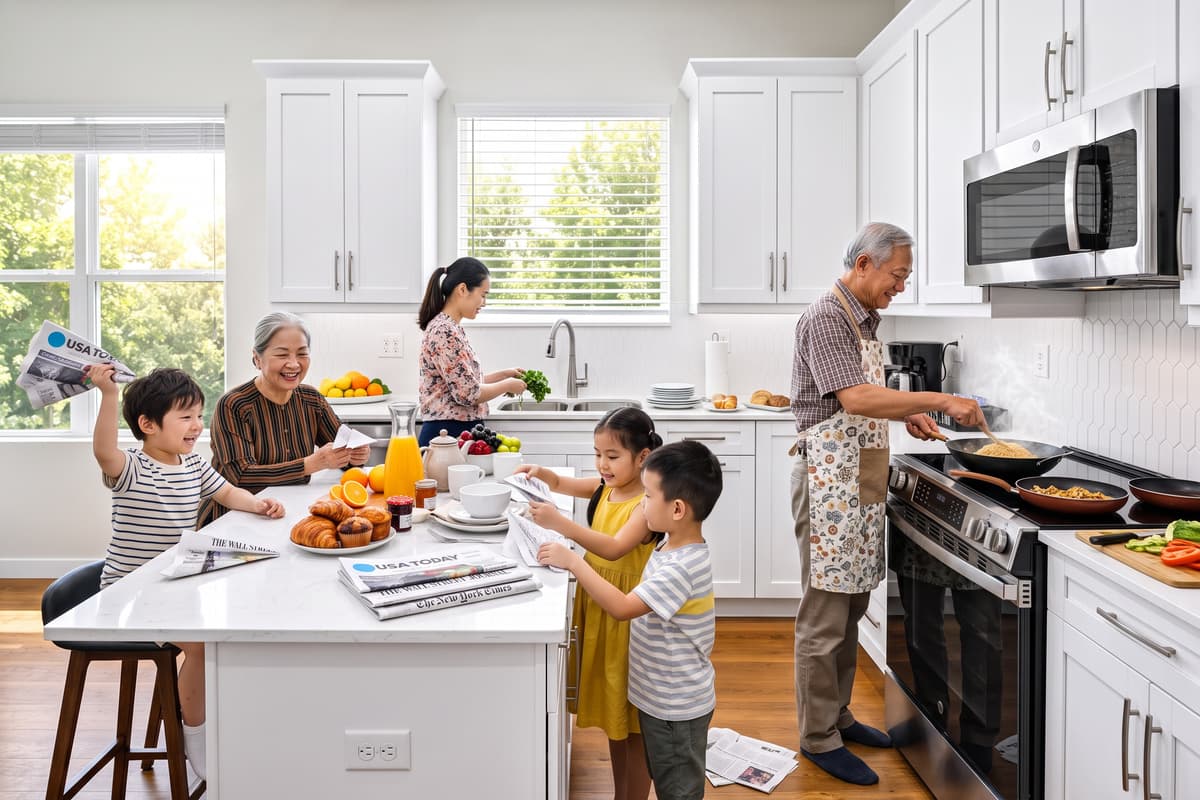 Morning light, a working stove, and enough counter for everyone to help.