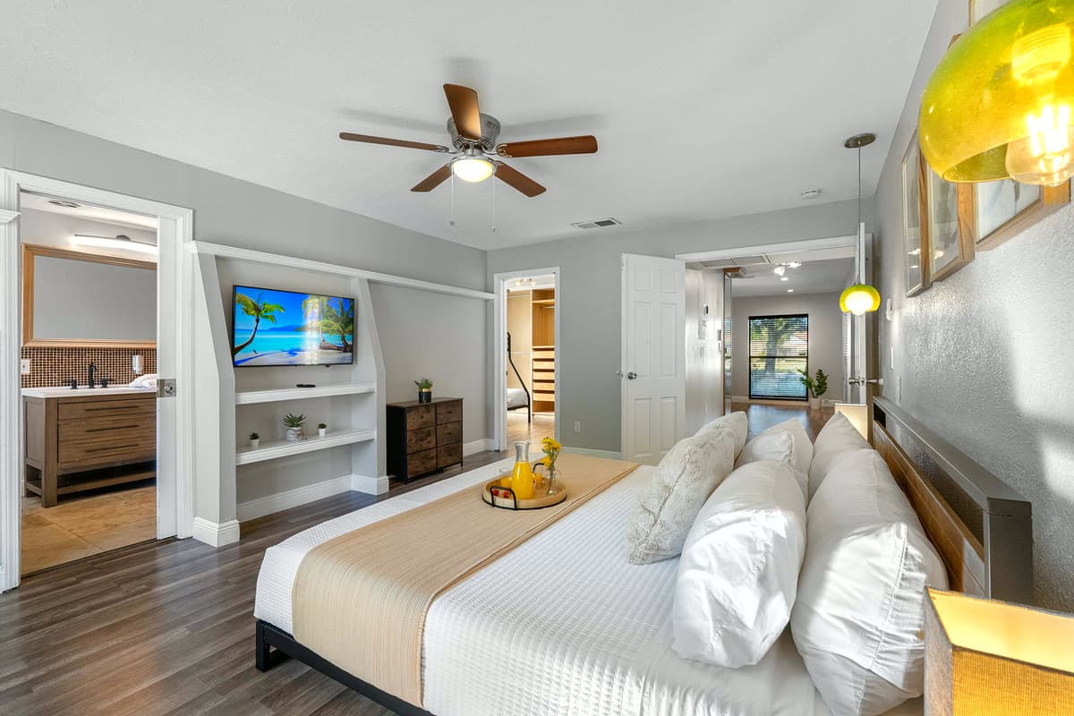 Sink into the plush king bed after a day of exploring — pure comfort awaits.