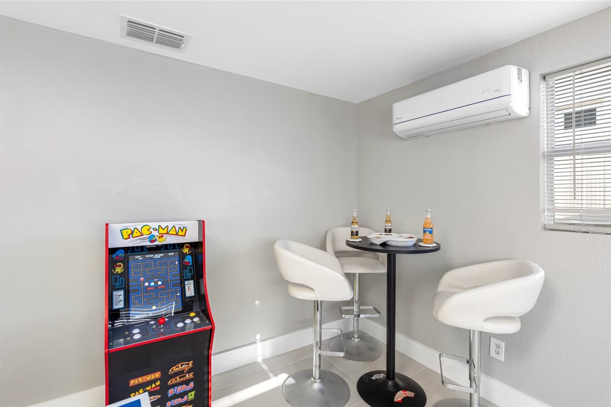 Our game room is equipped with a premium, high-quality pool table that provides the perfect setting for friendly matches and unforgettable memories.