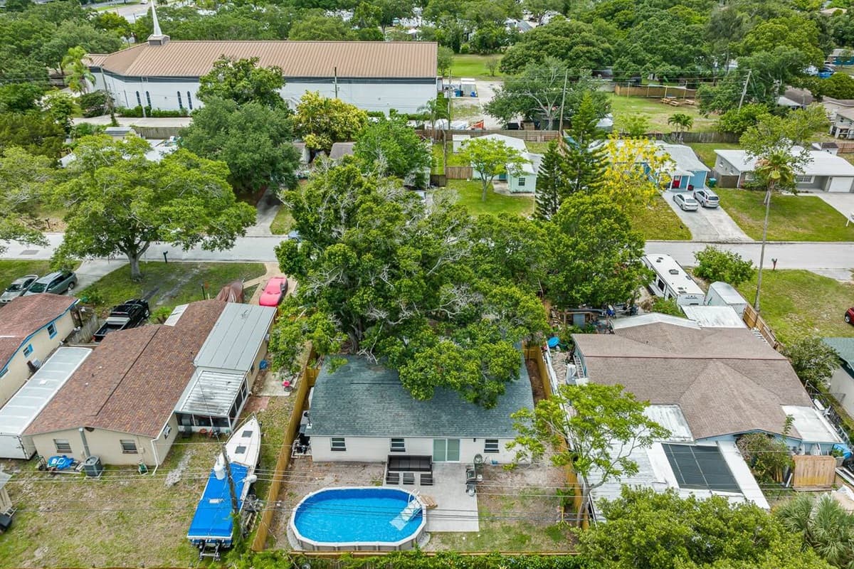 Aerial top view of our stunning and peaceful neighborhood where you are safe!