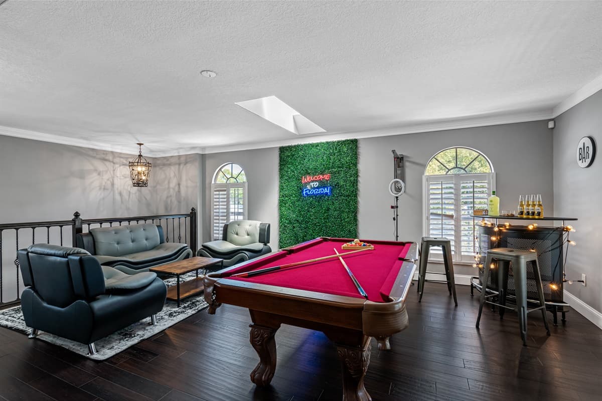 But it's not just about the game - it's about the experience. With comfortable seating, cool drinks, and a lively atmosphere, our pool table is the perfect place to unwind and connect with others.