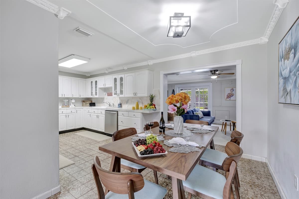 Conveniently nestled near the kitchen, this dining space ensures that every meal is a delightful experience.
