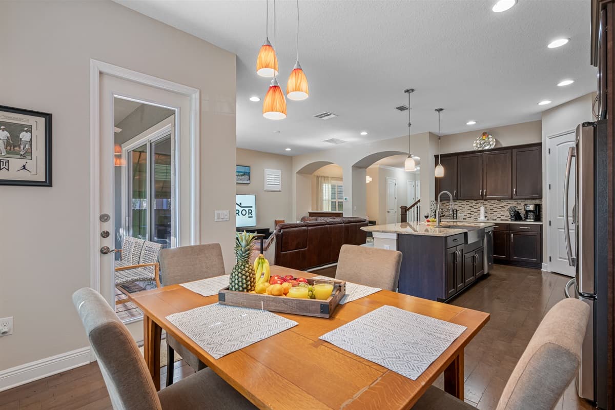 This property has a smaller dining table you could use to accommodate everyone if more than 8 people are comeing over? Don't hesitate to send us a message if you have questions!