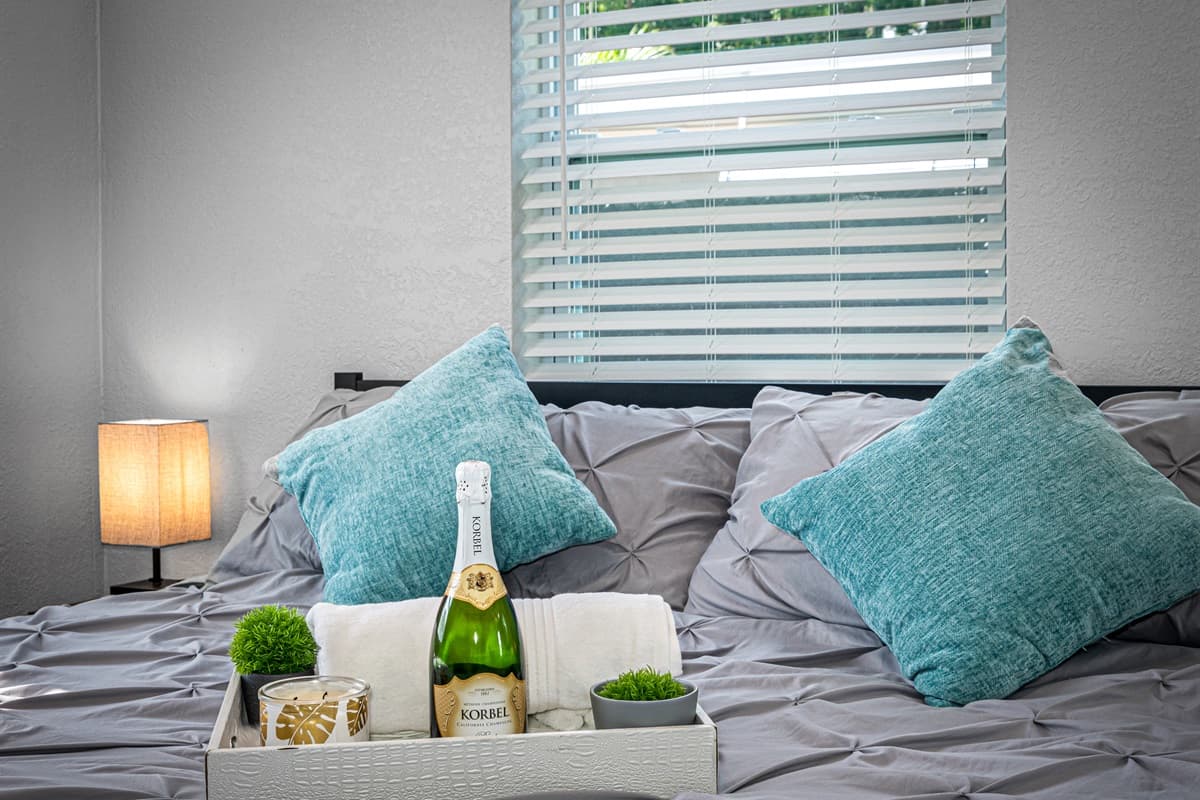 We made sure you will have an amazing sleep during your stay with us! This impeccable room has a king sized bed, closets for storage, and its own TV. Send us an inquiry now!