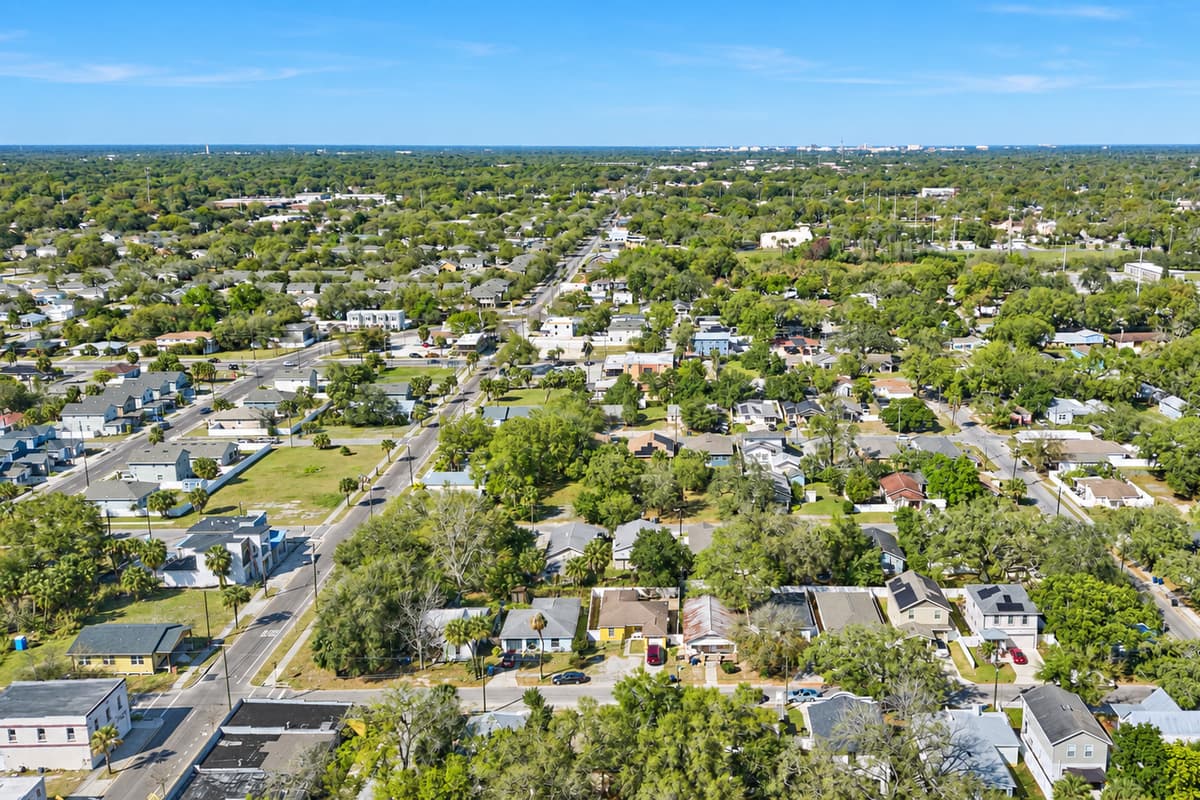Aerial view of the beautiful neighborhood.