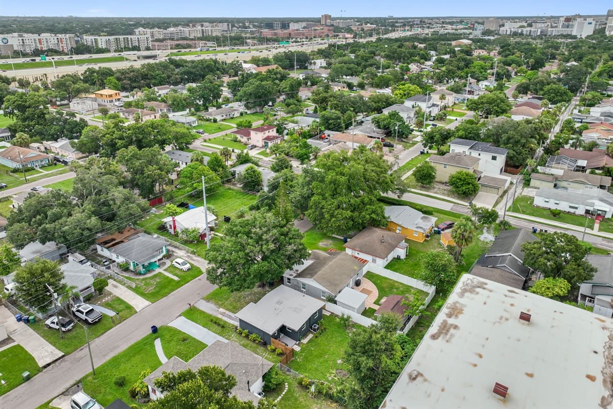 Aerial view of the neighborhood.