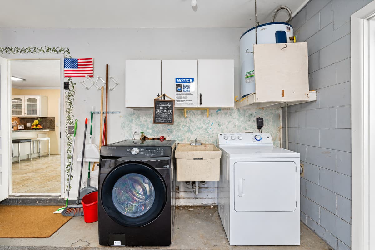 Our laundry room offers a sense of order and cleanliness.