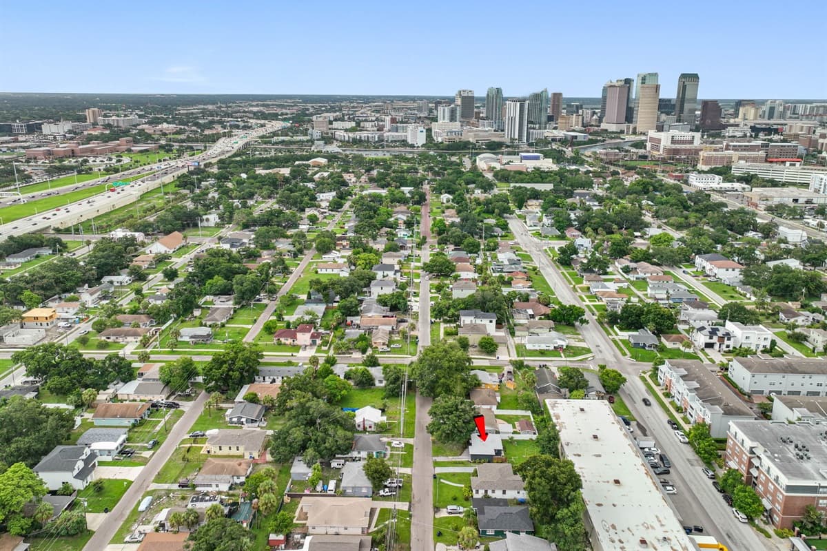Aerial view of the neighborhood.