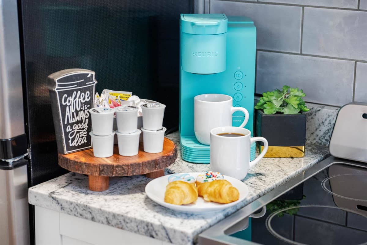 The cozy coffee nook inside the unit.