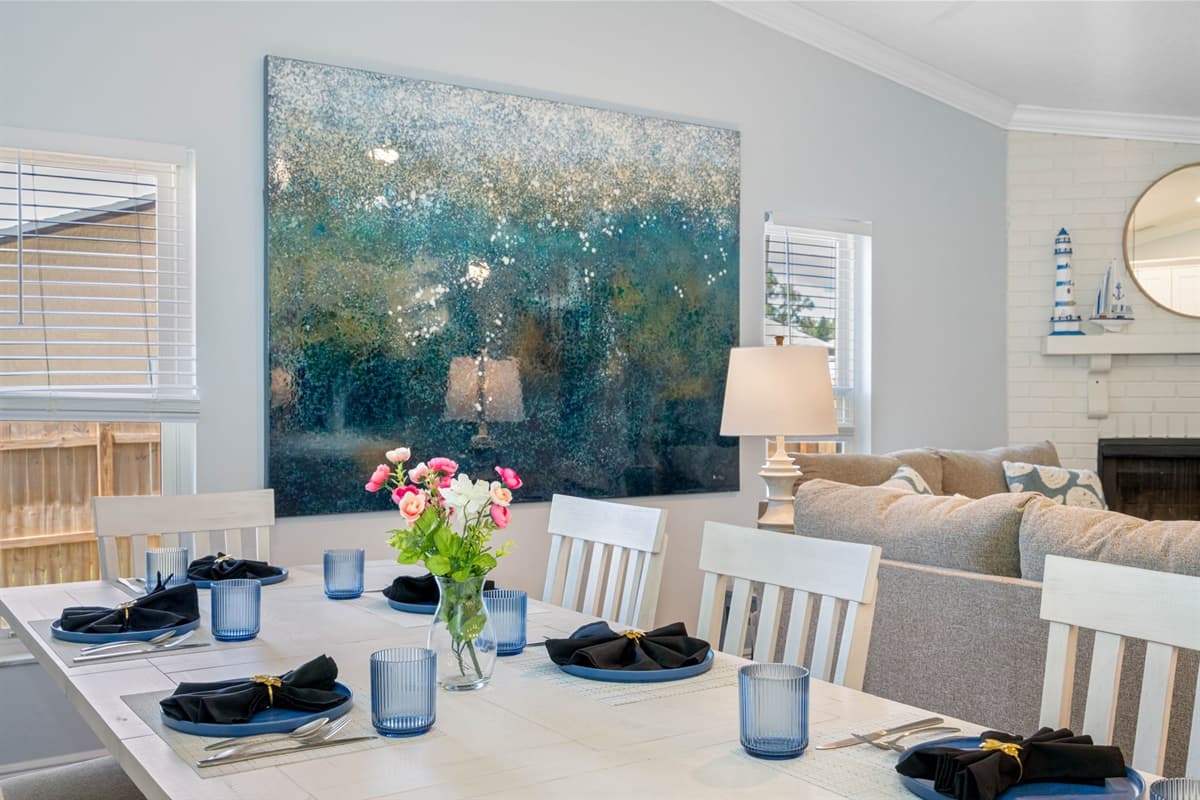 This dining area provides a warm and inviting atmosphere where memories are made over delicious food and good company.
