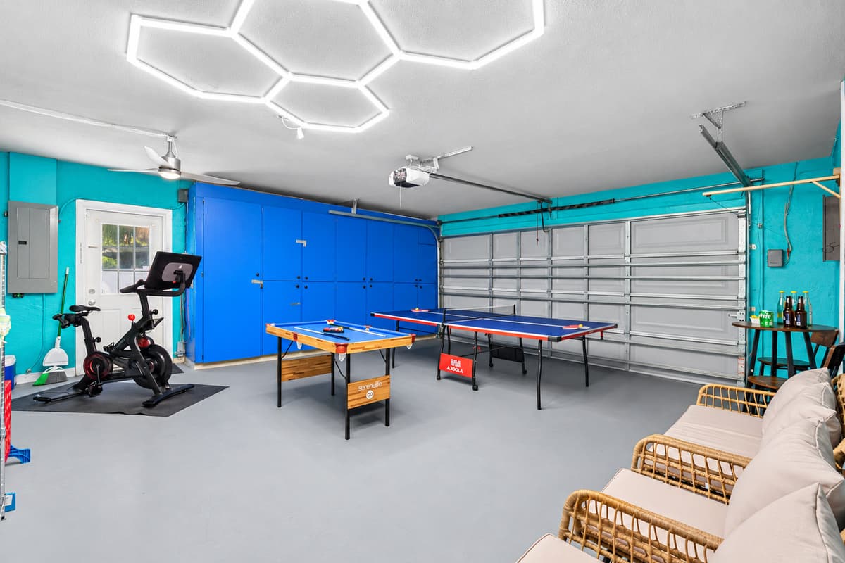 Game On! Enjoy endless fun with a ping pong table, pool table, dartboard, and more — perfect for family game nights!