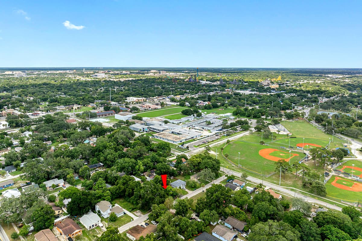 Aerial view of the neighborhood