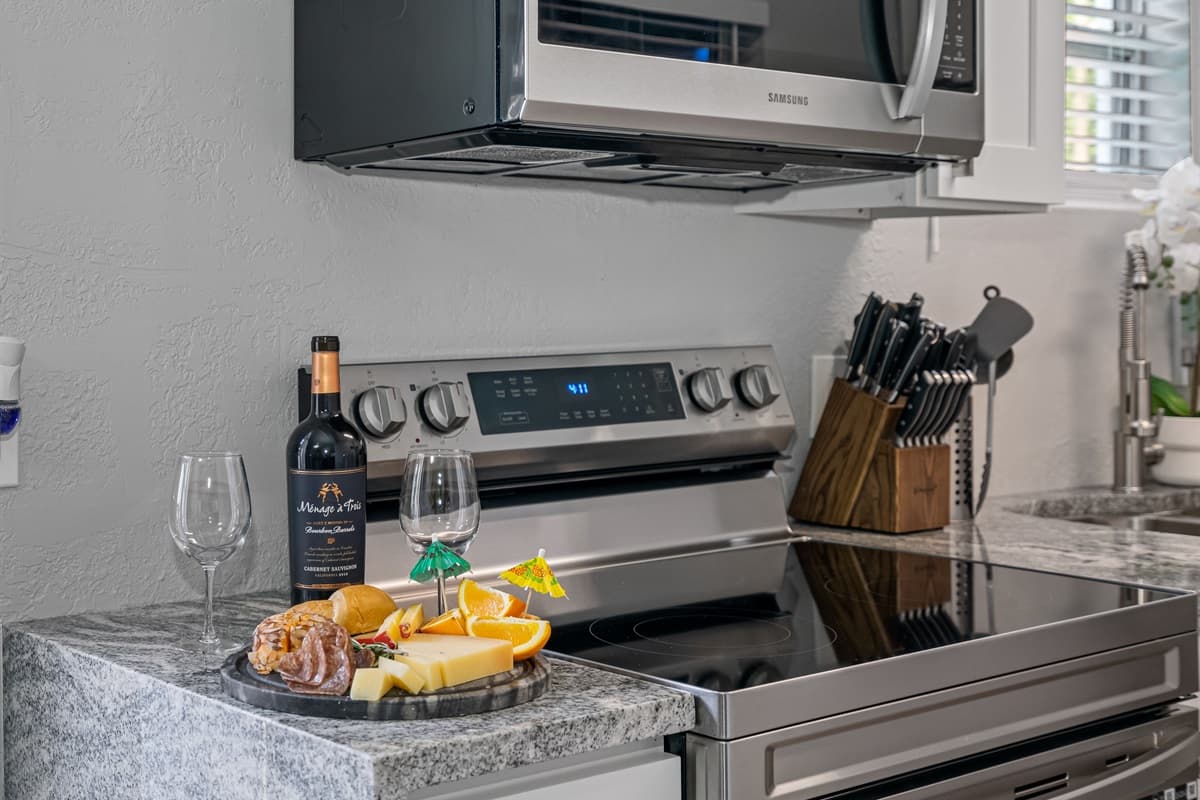 The built-in microwave is convenient for heating up leftovers or making a quick snack.
