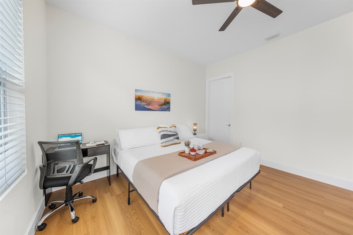 Generous closet space and hardwood floors throughout. Unpack your bags, hang up your clothes, and make yourself at home.