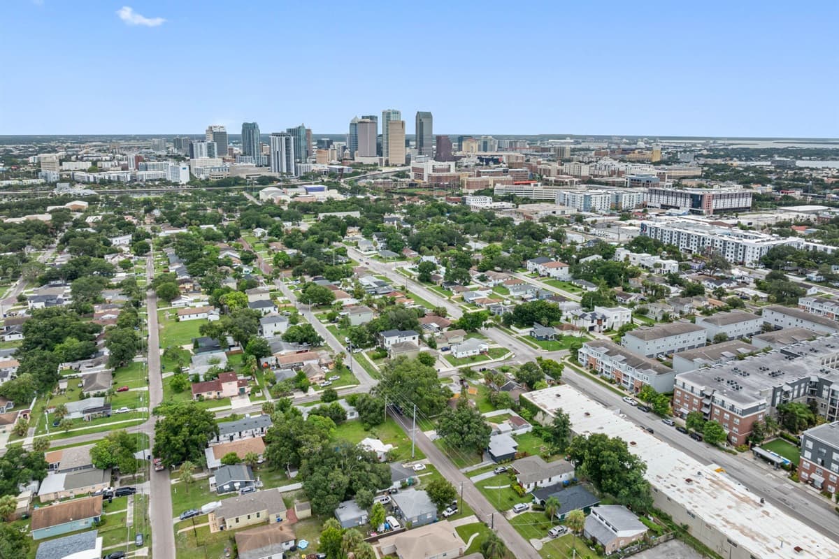 Aerial view of the neighborhood.
