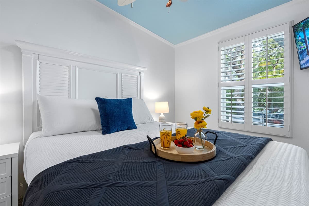 Bright, airy, and beautifully styled, this bedroom makes every morning feel relaxing.