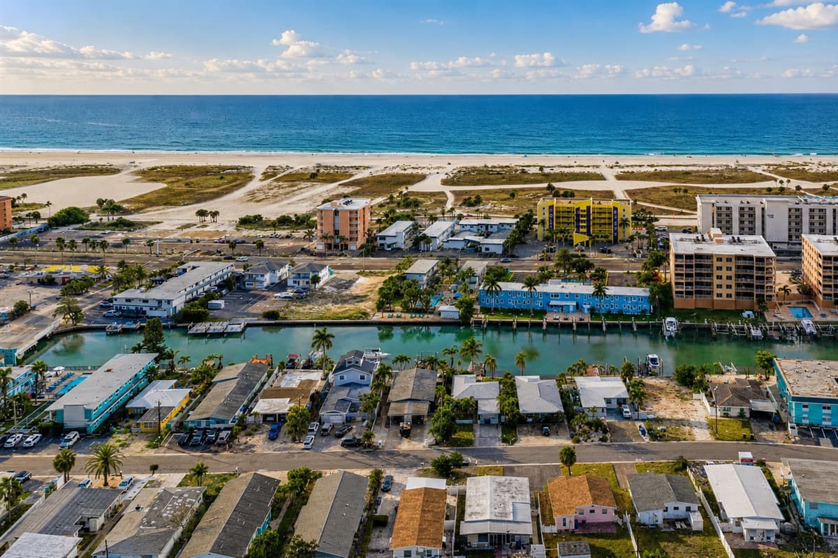 Bird’s-eye view of the surrounding neighborhood just minutes from the beach and waterfront attractions.