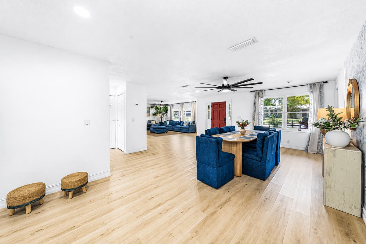 The first thing you see when the door opens. No hallway maze, no dark corners — just open floor and daylight.
