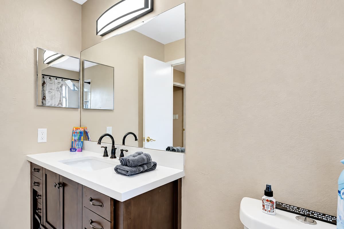 Experience the perfect blend of luxury and functionality in our stunning bathroom oasis.