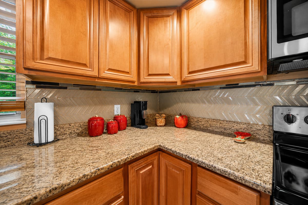 Ample workspace and storage make meal preparation simple and convenient.