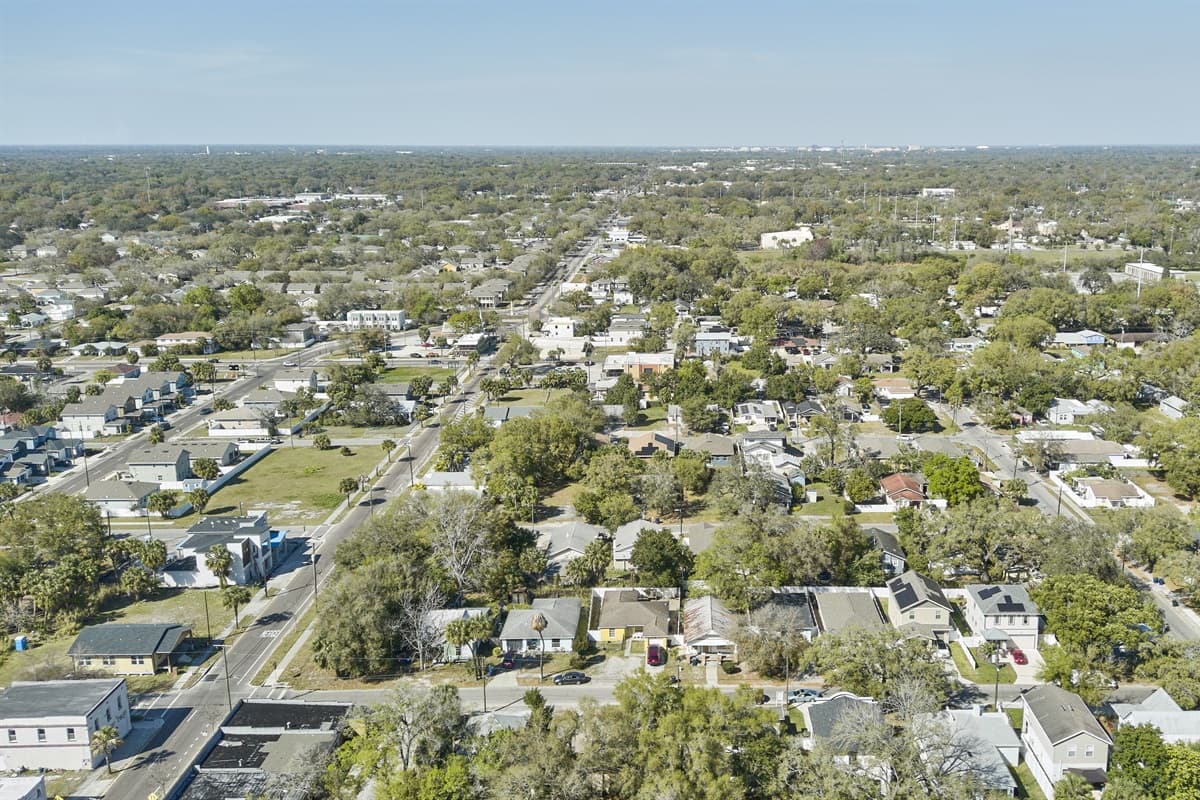 Aerial view of the beautiful neighborhood.