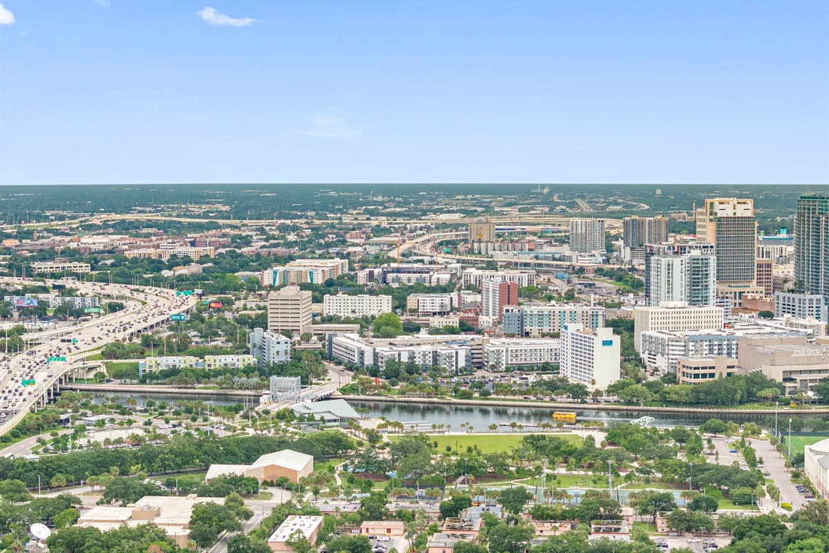 Aerial view of the neighborhood.