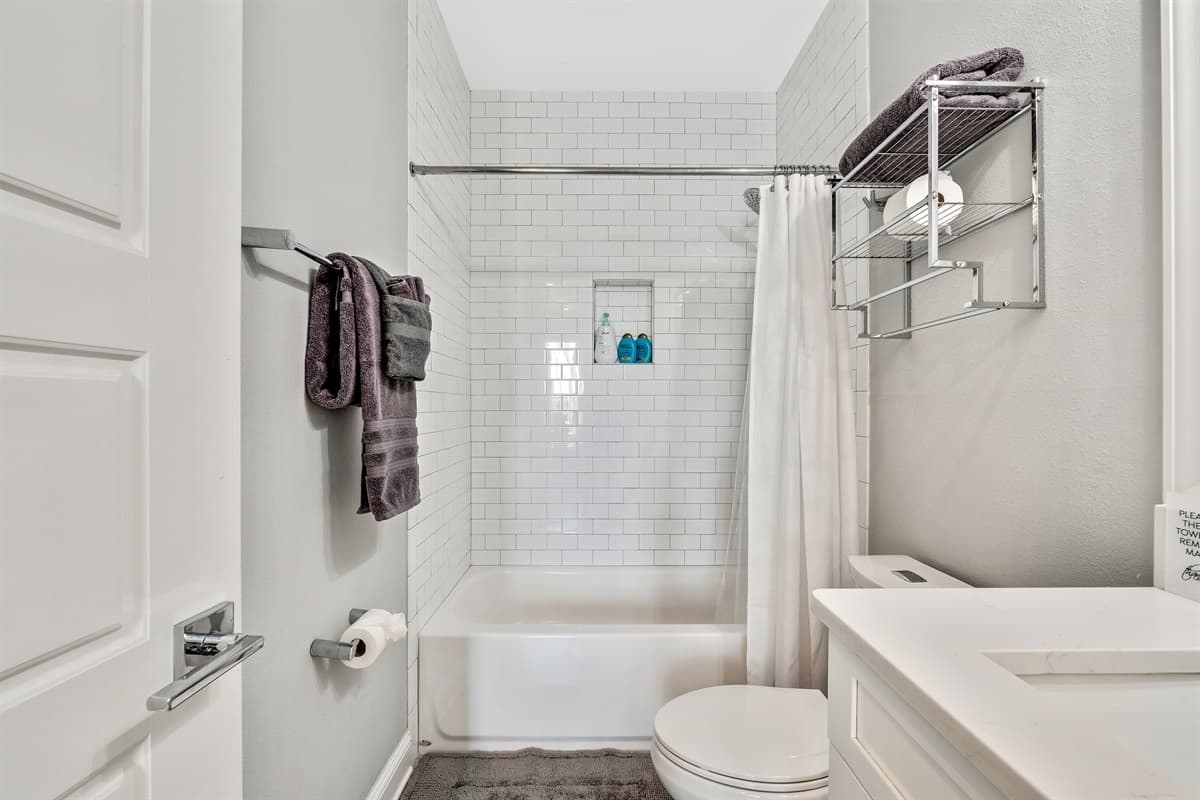 Whether you’re starting your day with a refreshing shower or ending it with a luxurious bath, this bathroom is designed to cater to your every need.