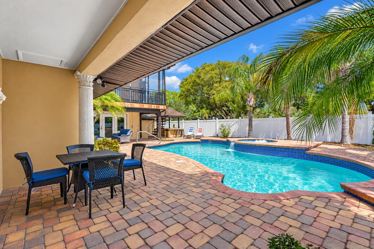 Our pool area features a beautiful pool with crystal-clear water, perfect for swimming laps, lounging, or simply enjoying a refreshing dip on a hot day.