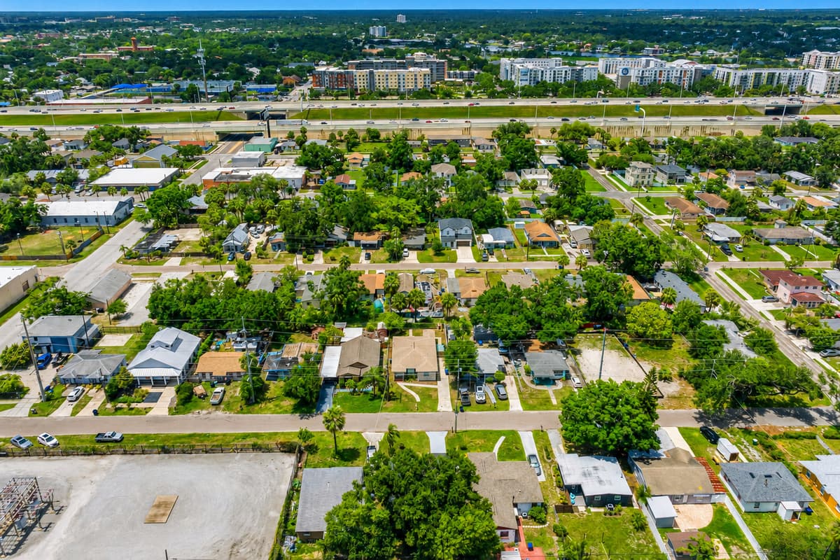 Aerial view of the neighborhood