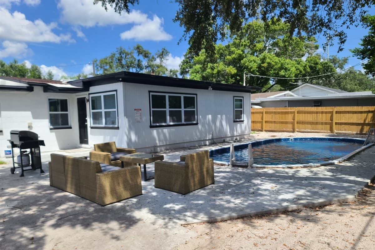 Comfortable seating area just beside our beautiful heated pool. Enjoy and create memories you could treasure with loved ones while you are home away from home! If you like what you see, send us an inquiry right away!