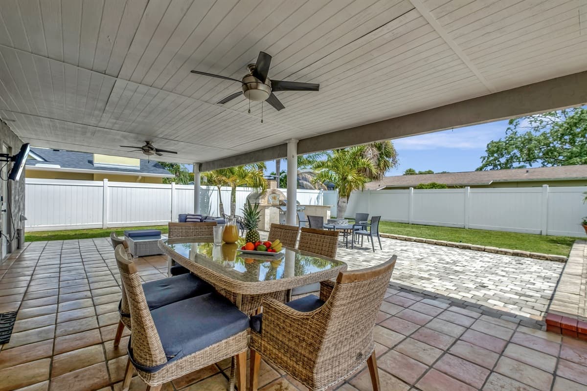 Discover our inviting outdoor common area, a perfect blend of comfort and recreation.