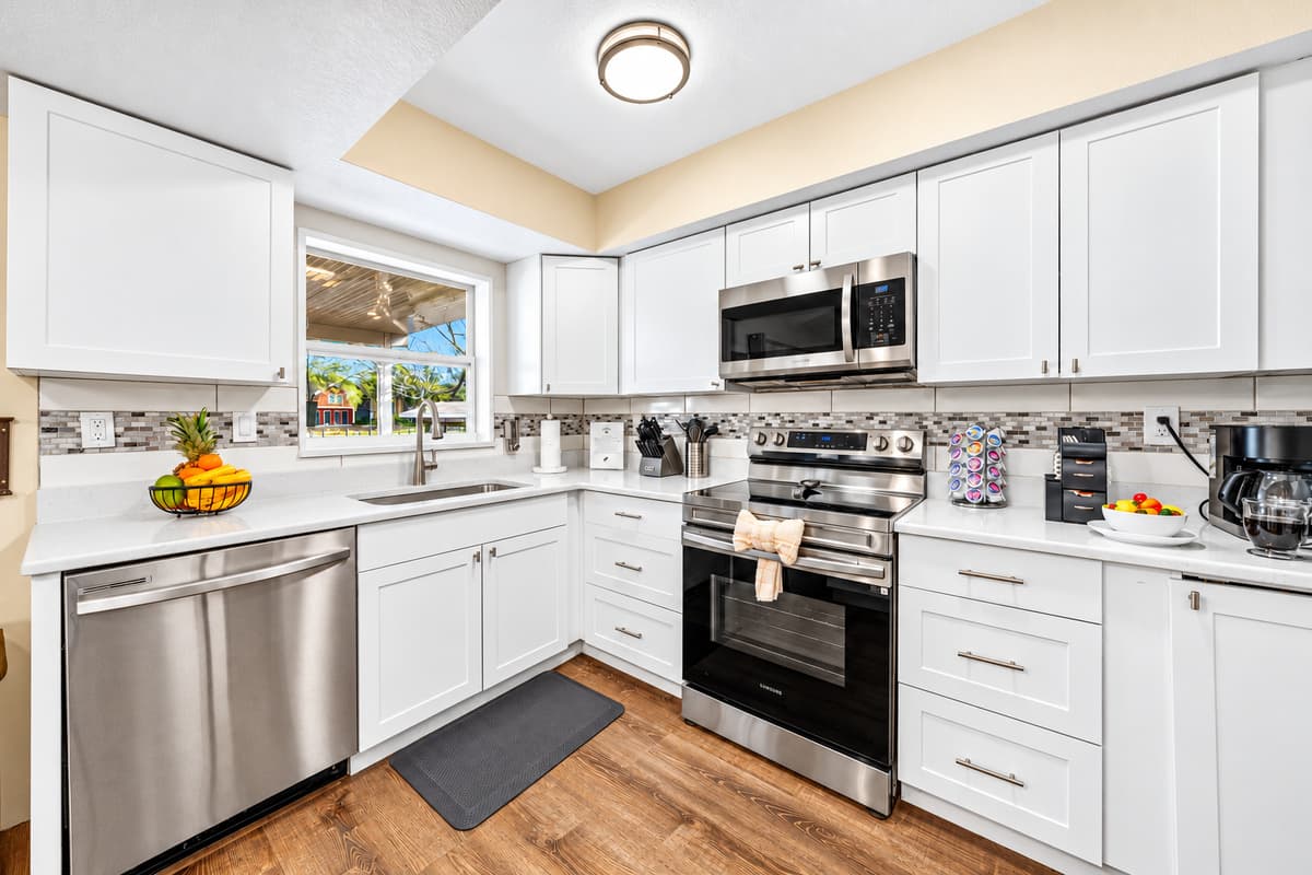 Spacious gourmet kitchen with everything you need to prepare home-cooked meals.