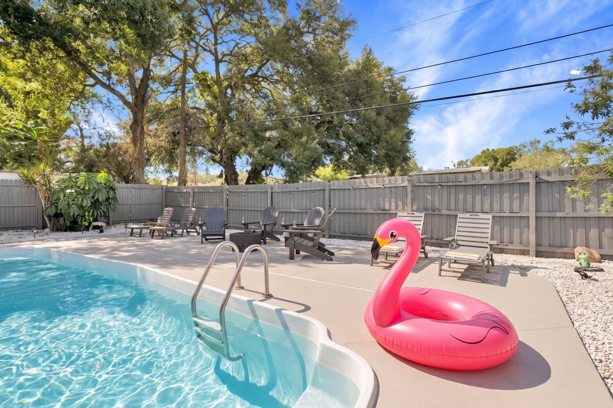The kids will find their way into this water before the suitcases are unpacked. Fully fenced, fully private, and visible from the house — so the adults can unload the car without anyone shouting across a resort deck.