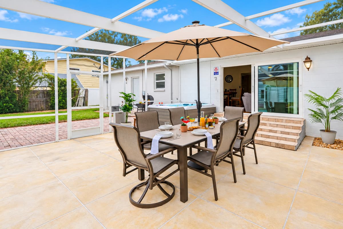 This private outdoor oasis offers the perfect blend of dining, lounging, and soaking under the Florida sun.