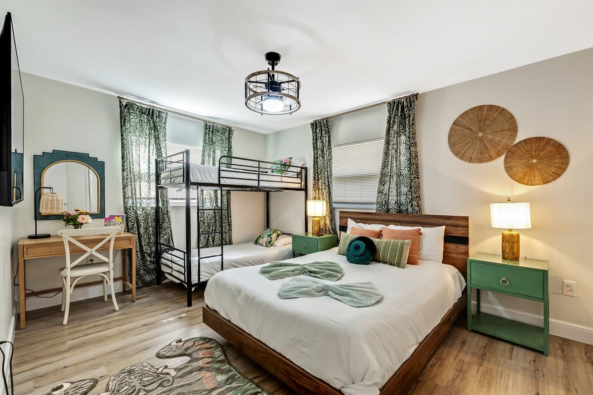 This room is thoughtfully designed to offer flexible sleeping options, ensuring it can comfortably host guests or family members with different preferences.