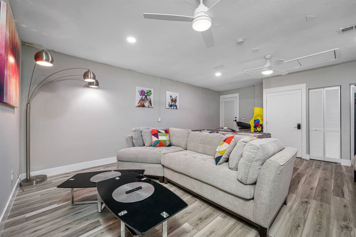 This amazing bedroom has its own chill area where kids or kids at heart can enjoy watching movies or series they like. More reasons to book this stunning property! Inquire now!