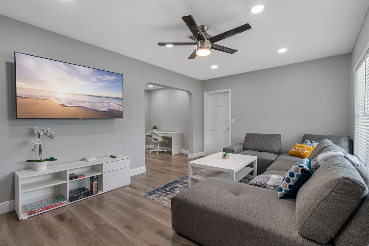 Impeccable living room with comfortable L-Shaped couch where you and your family and friends can bond and relax. If you like what you see, please don't hesitate to send us an inquiry.