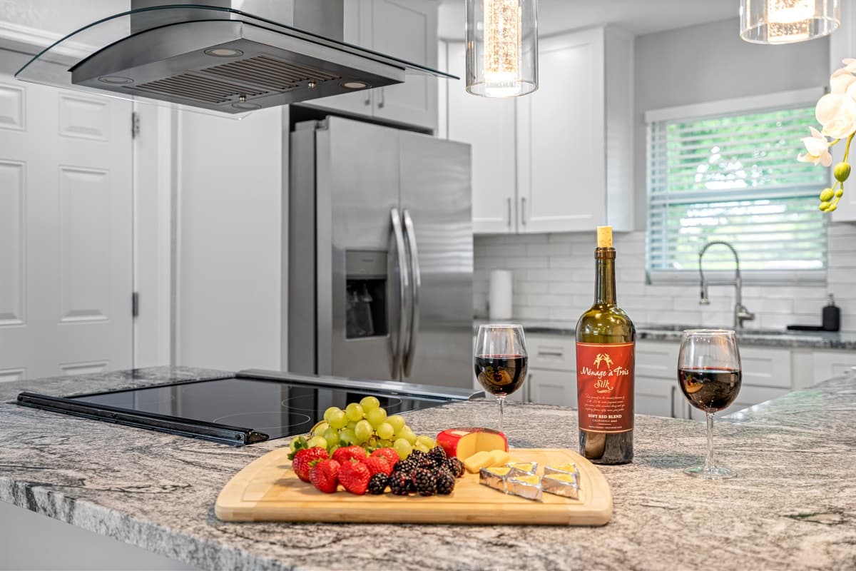 Never miss a story while getting the food ready! With our open space concept, you could bond with family and friends while making sure everyone would love the food they would eat! Book this property now!