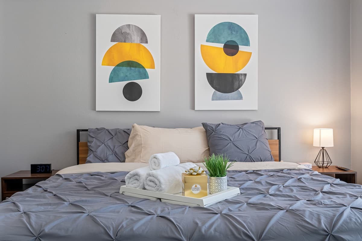 Whether you're enjoying a lazy morning or settling in for a restful night's sleep, our bedroom is the perfect place to recharge and rejuvenate.
