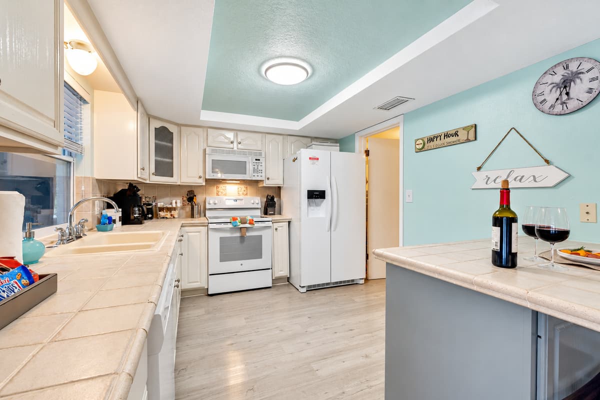 Immerse yourself in a kitchen that is not just fully equipped but is a visual delight.