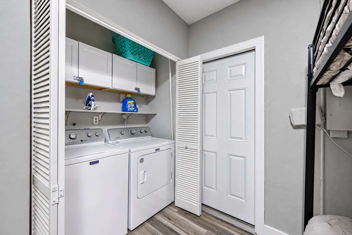 We wanted to make sure your stay would be as comfortable as possible so we provided a full-sized washer and dryer. Never worry about bringing home used and soiled clothes. Send us an inquiry as soon as possible!