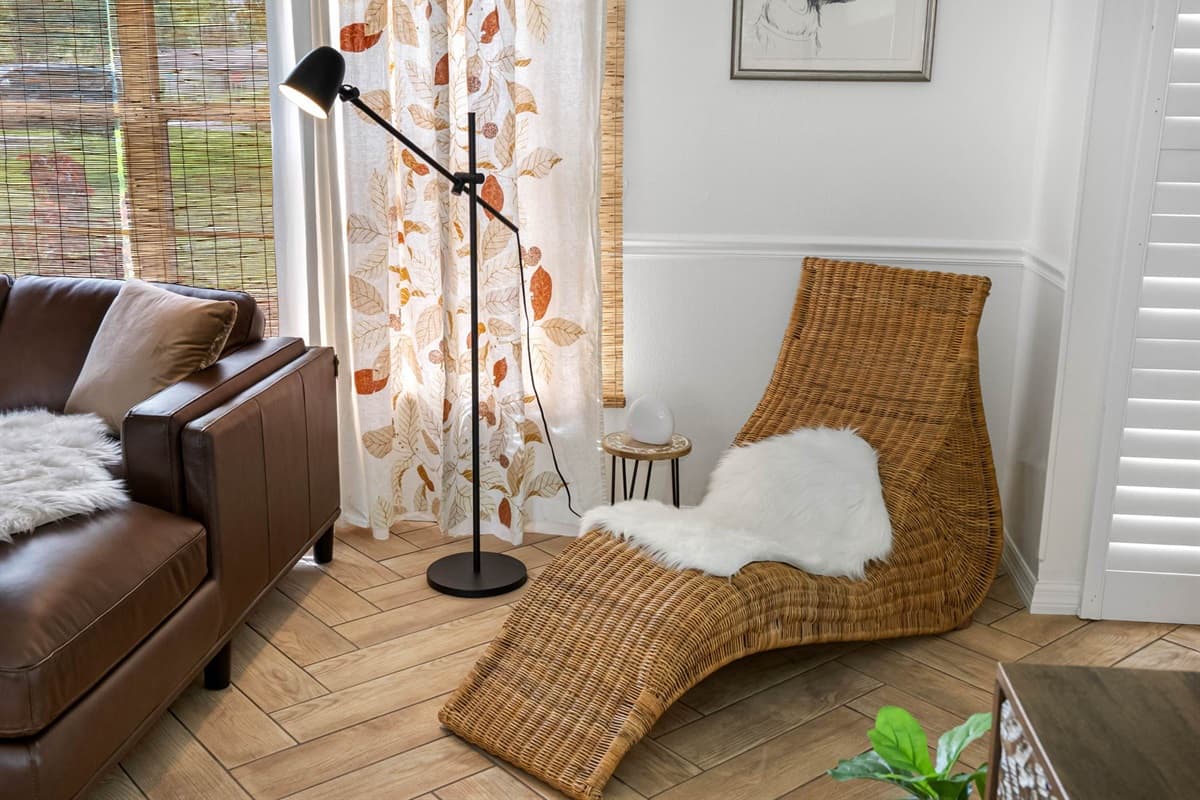Step into a space that feels instantly welcoming. With mid-century modern flair, rich seating, and a smart TV setup, the living room invites you to kick back and feel at home.