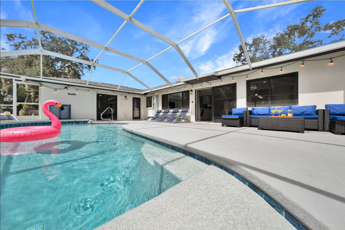 A poolside retreat made for relaxing, lounging, and soaking up the sun