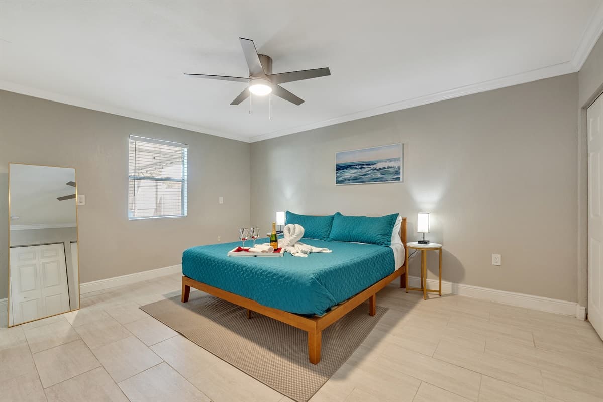 Adding to the allure of this master retreat is the carefully chosen and beautifully arranged decor.