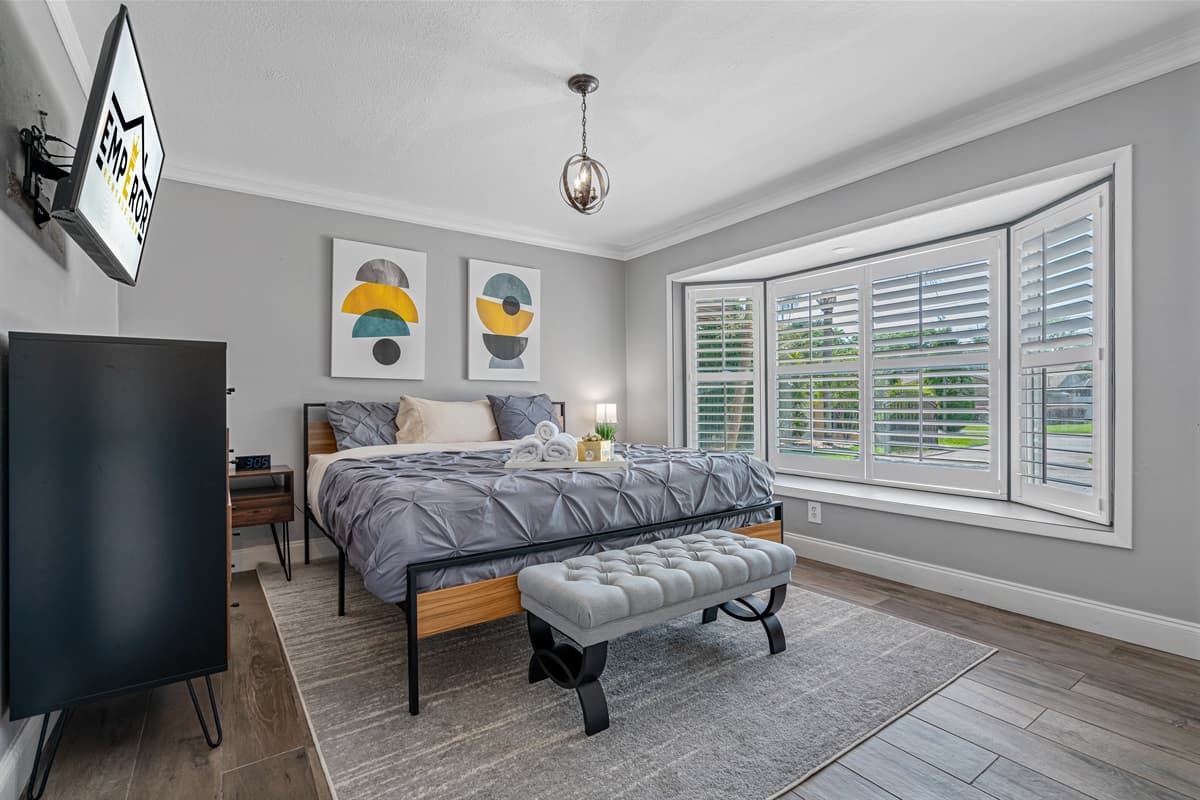 From the inviting decor to the plush bedding, every element has been carefully curated to create a space that's as chic as it is cozy.