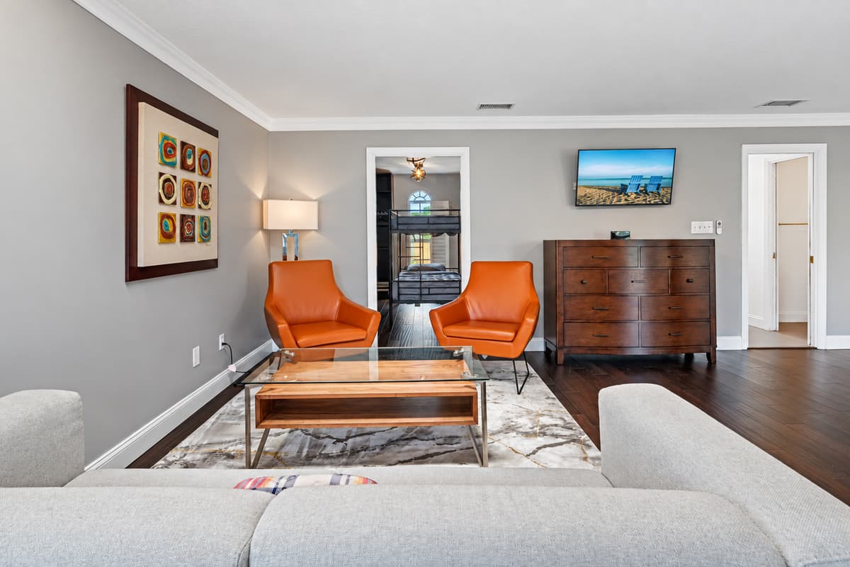 Slip into a luxurious haven of tranquility and style with our breathtaking bedroom.