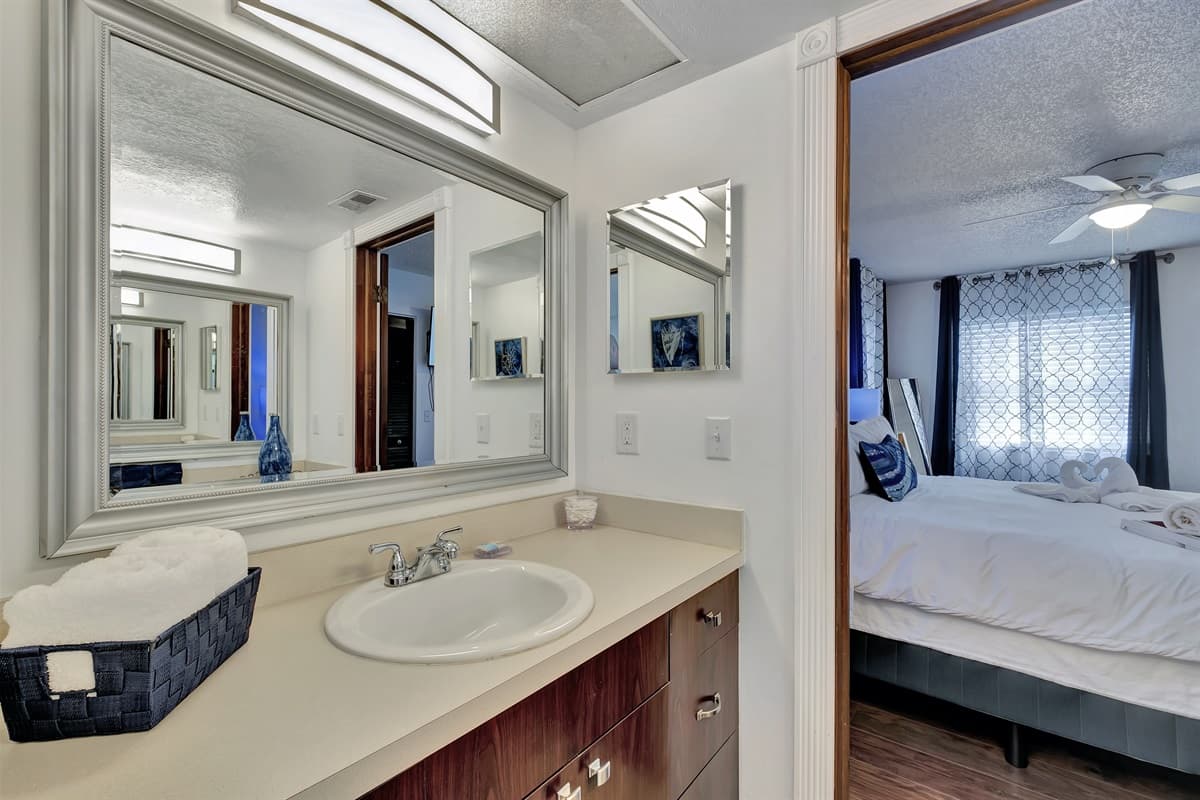 This luxurious bathroom is designed to be your personal sanctuary, providing a serene environment where you can unwind and refresh.