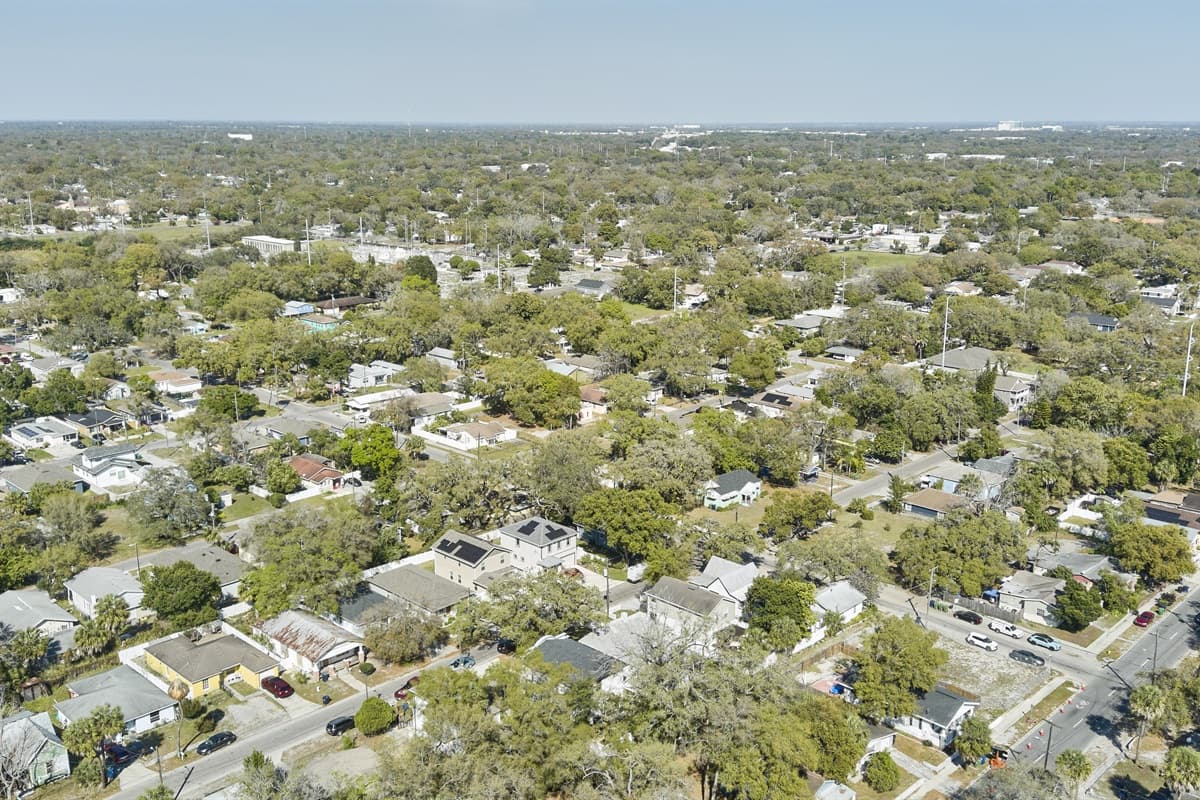 Aerial view of the beautiful neighborhood.